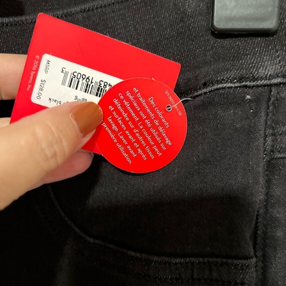 SPANX distressed denim legging, vintage black, size XS - Picture 6 of 13